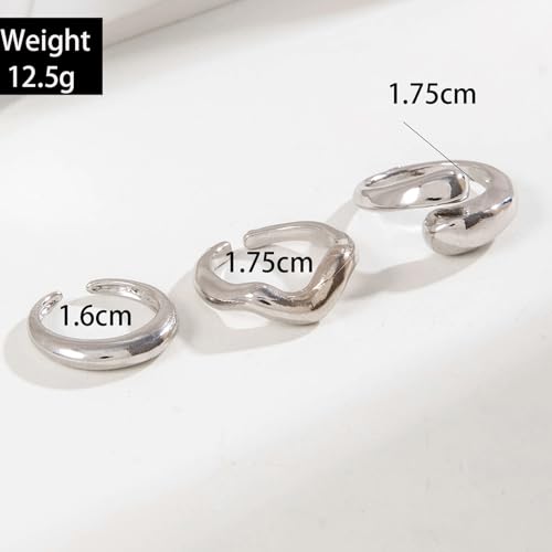 Roe Dolph Chunky Gold Rings for Women Stackable Statement Ring Set | Mixed sculptural shapes and polished surfaces create bold stacking combinations for parties dinners and everyday outfits - color: A4