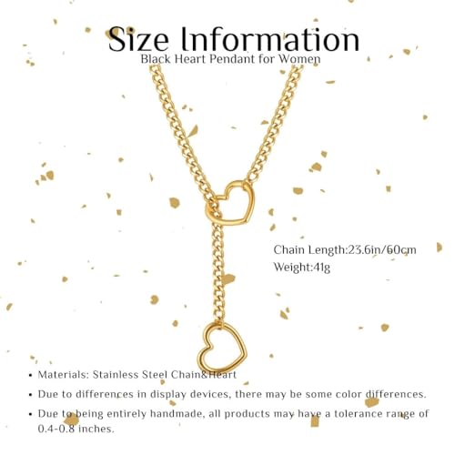 Artmiss Heart Slip Chain Necklace Cuban Long Chain Affection Link Necklace Submissive Collar Chokers for Women - color: Gold