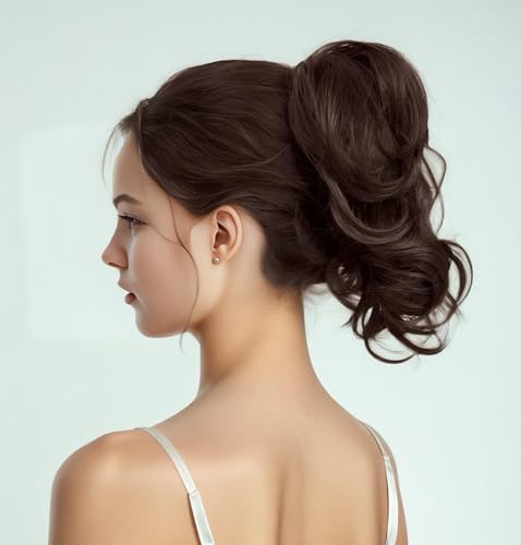 11'' Curly Claw Clip On Ponytail Heat Resistant Hair Extensions Synthetic Long Pony Tail Hairpiece For Women Daily Party - color: Chocolate Brown