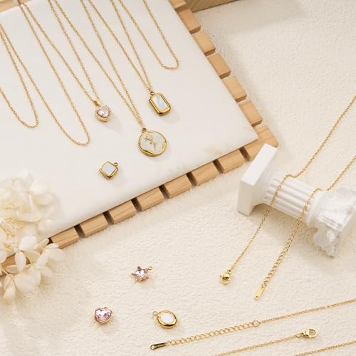 GTVOODX 20Pcs Gold Filled Cable Chain Bulk for Jewelry Making Adjustable Stainless Steel Dainty Necklace Chain Pack with Extender 20 Inch - color: 18K Gold, size: 20 Inch