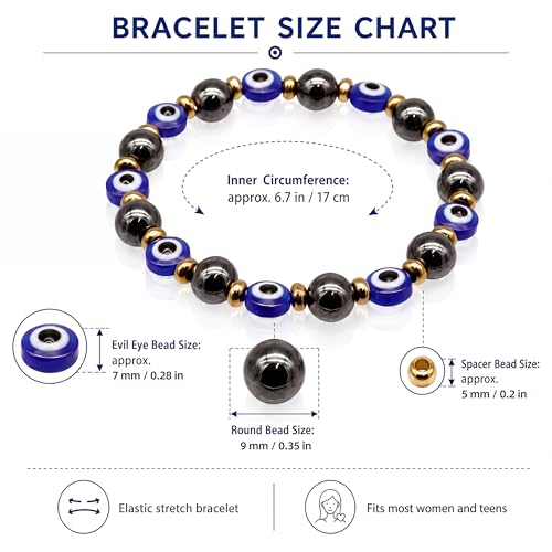 Fesciory Evil Eye Bracelet for Women, Gold Plated Adjustable Chain Jewelry | Blue Evil Eye Charm Bracelet, Lucky Amulet Symbolism, Dainty Adjustable Chain, Daily wear, Jewelry gifts - color: Blue-3