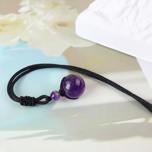 Anjiucc Natural Gemstone Healing Crystals Necklace, Adjustable Chakra Beads Pendant for Women Men, Protection, Energy Balance - color: Amethyst 1