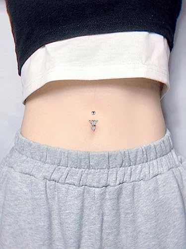 Incaton 14G Cute Heart Stainless Steel Belly Button Rings Belly Piercing Jewelry Diamond Belly Rings for Women Navel Piercing Jewelry - color: 5pcs Gold 2