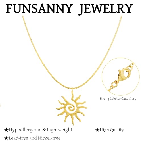 Lariat Necklaces for Women - Dainty Long Necklace Trendy 14K Gold Plated Hypoallergenic Layered Long Y-Shape Sunburst CZ T-Bar Pendant Drop Chain Necklace Set for Women Non Tarinsh Jewelry - style: sunburst-gd