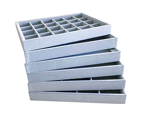 Multi Function Practical Drawer Organizer Jewelry Show Tray Home Store Premium Grade Gray Velvet Stackable Organizer Closet Storage Removable 24-Grid Jewelery Collection Drawer Divider Inserts - size: 24-Grid