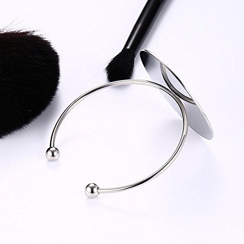 AOCHEE Geometric Circle Bangle Open Brushed Big Round Cuff Wire Bangle Punk Bracelet for Women - color: Silver