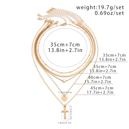 CSIYANJRY99 Layered Gold Necklaces for Women Chunky Gold Necklace Stack Layered Cuban Paperclip Snake Chain Necklace Retro Coin Dainty Pendant Toggle Clasp Necklace - style: Gold Cross Disc
