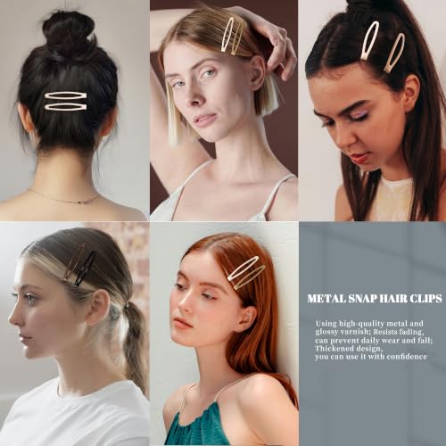 16 PCS Snap Hair Clips Metal Barrettes for Women Non Slip Barrettes for Thick and Thin Fine Hair,Bright Black Brown Beige,2.36 x 0.43 Inches. - color: Bright Black Brown Beige