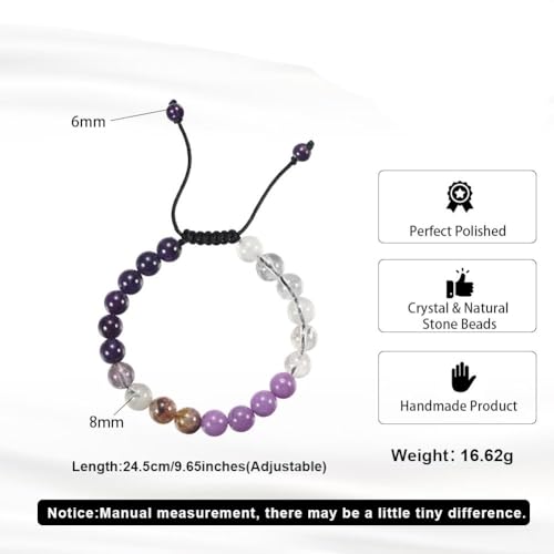 Natural Stone Beaded Bracelets for Women, 7 Chakra Healing Crystal Bracelet, 6mm/8mm Handmade Gemstone Stretch/Adjustable Bangle, Anxiety Relief Yoga Meditation Jewelry, Boho Amethyst Malachite Turquoise Bracelet Gift - color: Style 3