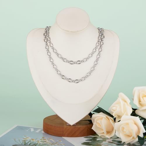 KYUNHOO 2M Oval Circle Chains for Jewelry Making Findings with Connectors | Silver Chain Roll 304 Stainless Steel Jewelry Chain Spool for Jewelry Making Supplies - color: Circle Silver