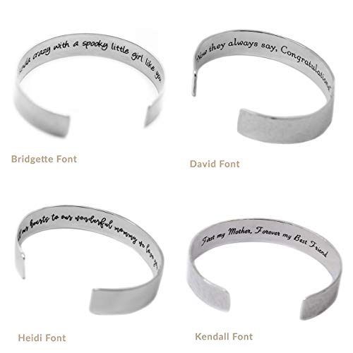 Sterling Silver Engraved Bracelet for Women - Customize for Mom Grandma Wife with Personalized Hidden Inspirational Quote Message from Son Daughter Husband .925 Silver