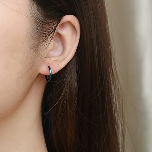 Osayia 316L Surgical Stainless Steel Small Hoop Earrings 8mm 10mm 12mm Hypoallergenic Huggie Thin Hoop Earrings Helix Lobes Hinged Sleeper Earrings Men Women for Cartilage Piercings - color: C: Diameter 12mm (6 Color),6 Pairs