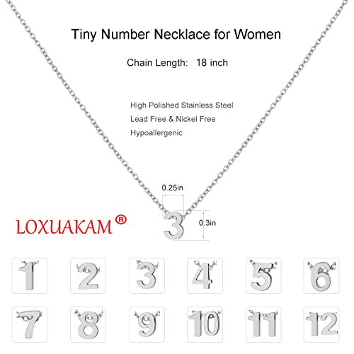Number Necklace for Women Dainty 18K Gold Plated Pendant Necklace Charm Birth Month Personalized Jewelry Birthday Gift - color: SILVER, style: Number 3