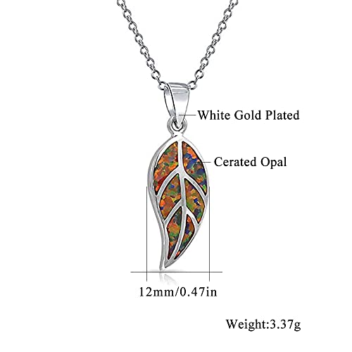 CiNily Opal Leaf/Flower Pendant Necklace for Women Silver Plated Jewelry Gift - color: orange+orange