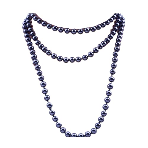 1920s Long Pearl Necklace Faux Pearls Necklace Imitation Beaded Long Pearls Necklace 1920s Gatsby Costume Jewelry - color: grey