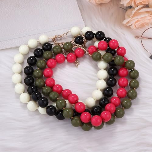 JNF Chunky Beaded Necklaces Women Large Big Ball Bead Choker Necklace Bold Statement Beads jewelry Gift - color: dark green