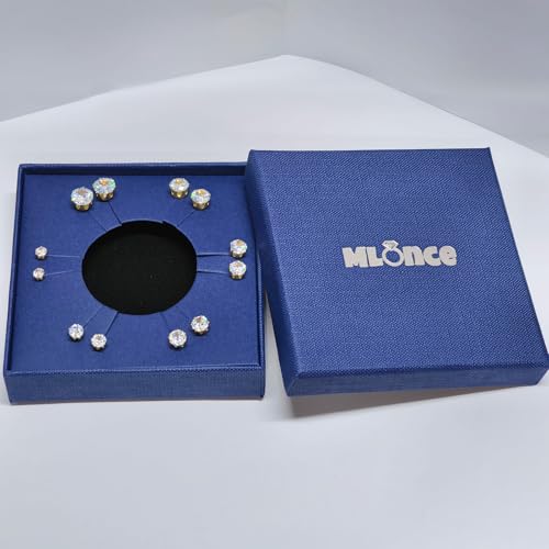 Stud Earrings Set, Round Clear Cubic Zirconia Ear Studs for Women and Men Sensitive Ears Stainless Steel CZ Earrings Hypoallergenic Cubic Zirconia Earrings Set Small Piercing Earring, 6 Pairs - color: Golden-6-claw