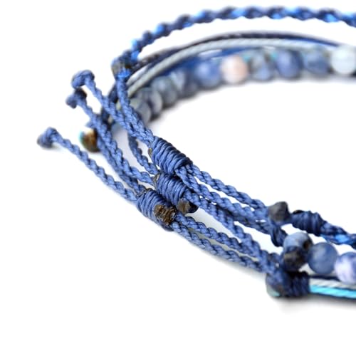 Handmade Natural Stone Beaded Healing Bracelet Gift for Men Adjustable Rope String Bracelet