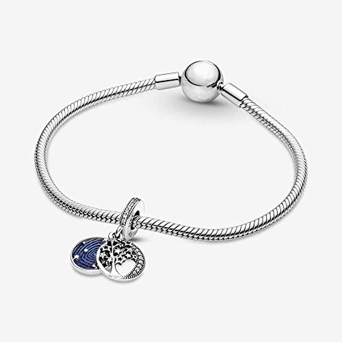 925 Sterling Silver Charms for Bracelets Necklaces Dangle Pendant With 5A Cubic Zirconias Bead Charm for Women DIY Jewelry - style: Tree moon star river
