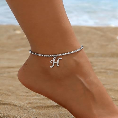 Stainless Steel Initial Letter Connector Charms Alphabet Pendant Diy Craft for Jewelry Making Necklaces Bracelets Keychain - color: Stainless Steel H