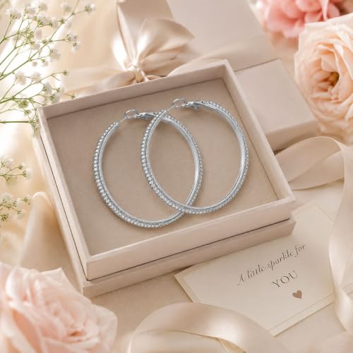 Big Chunky Gold Hoop Earrings for Women Beaded Large Statement Earrings Lightweight Fashion Jewelry Daily Wear Party Gift - color: D1:silver hoop 8cm