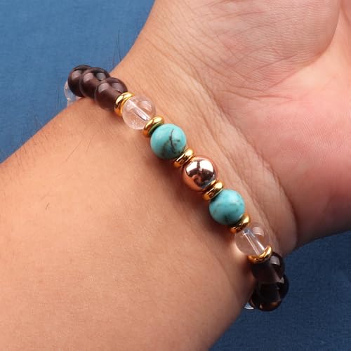 KSQS Healing Stone Bead Bracelet for Women, Natural Gemstones Balance Protection Bracelet, Spiritual Crystal Beads Bracelet Anxiety Relief with Meaning Card - color: Healing