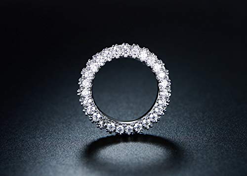 Barzel Womens 3 Row Eternity Ring Wedding Band 18k White Gold or Rose Gold Plated Cubic Zirconia Eternity Band Ring Jewelry - color: Silver