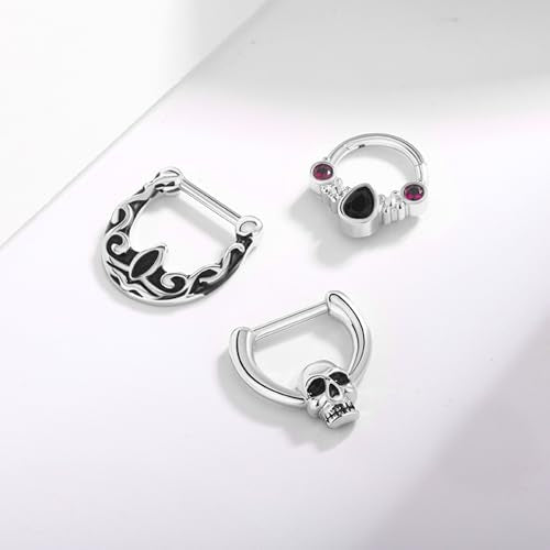 15PCS 14K Gold Plated Nose Rings Studs Set for New Piercing Beginners - color: 3pcs-Silver-septum rings