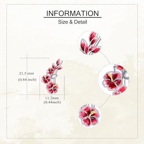 Ear Climbers Earrings for Women Sterling Silver Vintage Ear Crawler Earrings Jewelry Gifts for Women - style: Hibiscus
