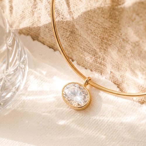 Gold Choker Necklace Dainty 14K Gold Plated Collar Necklace with Cubic Zircon Pendant Necklaces Fashion Minimalist Summer Crystal Collar Necklaces Boho Jewelry - style: CZ Oval Shape