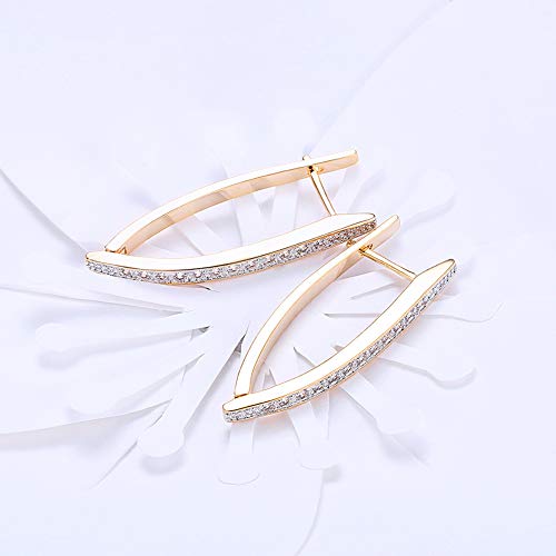 14K Rose Gold Plated Three Row Cubic Zirconia Small Huggie Hoop Earrings Fashion Jewelry for Men Women - color: rose gold