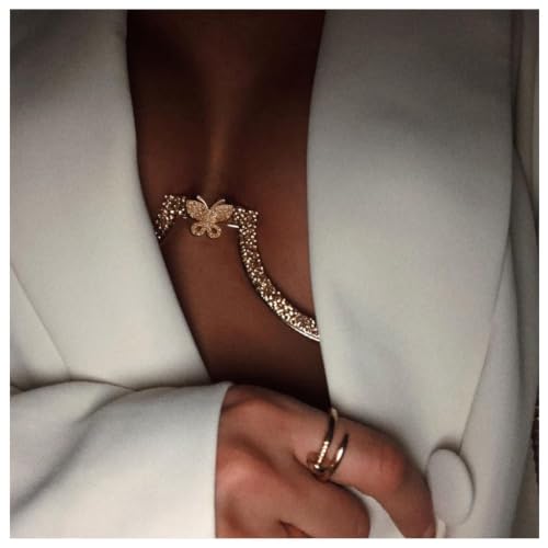 Rhinestone Chest Bracket Bra Chain Sexy Bikini Crystal Body Chains Butterfly Chest Chain Body Jewelry Accessories for Women - color: color1