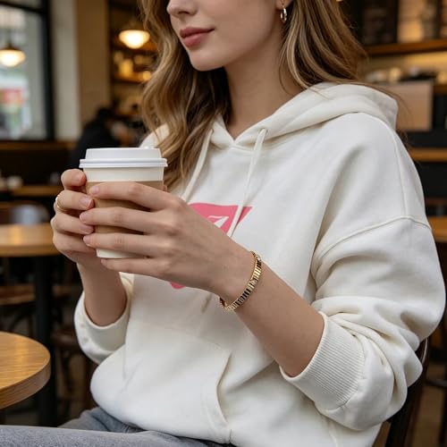 Women's Bracelet Stainless Steel Gold Plated Cuff Bangle Cube Zircon Hinge Jewelry oval Bangle Witness the Gift of Love - color: Zircon Gold Medium 6.5"
