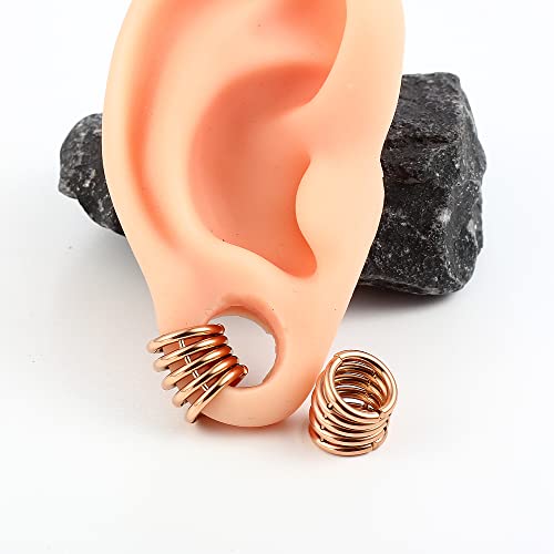 Casvort 2 PCS Hypoallergenic 316 Stainless Steel 00G/3/4'' Stacked Ring Cuffs for Stretched Lobe Ear Gauges Plugs Ear Tunnels Stretcher Earring Studs Clip on Cartilage Body Piercing Jewelry - color: Rose Gold 10mm (00g)