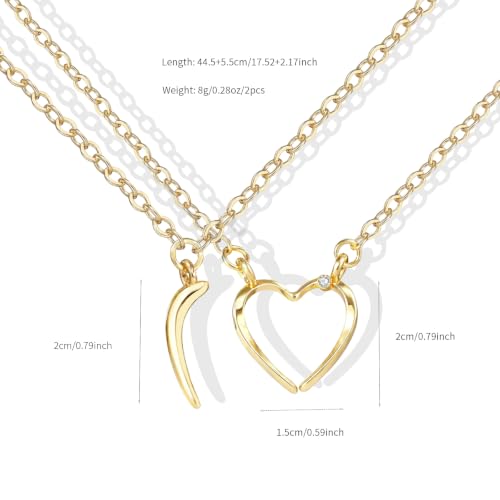 Pendant Necklace for Women, Fashion Jewelry, 14k Gold-Plated Star/Sun/Moon/Heart Set/Necklace Gift for Friends - color: Heartset-G