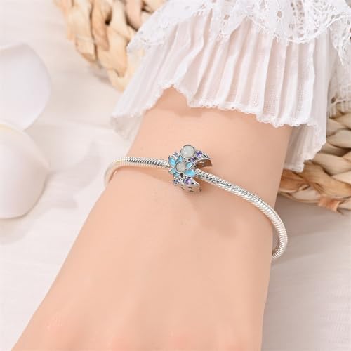 Pandach 925 Sterling Silver Charms for Bracelets and Necklaces Travel Round The World Beads Charms Relaxation Dangle Pendant,Jewelry Beads Gifts for Women - style: Moon Lotus Beads