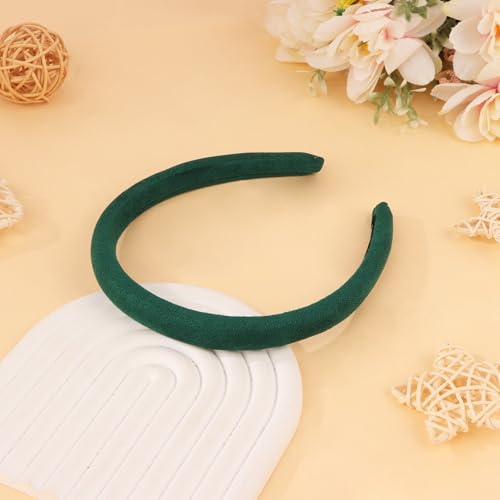 Wecoe Padded Headbands for Women - Fall & Winter Plain Sueded-Like Headbands Fashion Non slip Soft Comfortable Head Bands Hair Accessories for Women(Green)