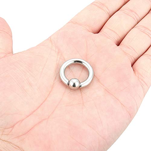 12G 10G 8G 6G 4G 2G 0G 00G Large Septum Rings Gauges Earrings Hoops 316L Surgical Steel Spring Action Captive Bead PA Ring CBR Septum Nose Rings Piercing Jewelry for Women Men - color: Silver, size: 6G=4mm Inner Dia: 5/8" (16mm)