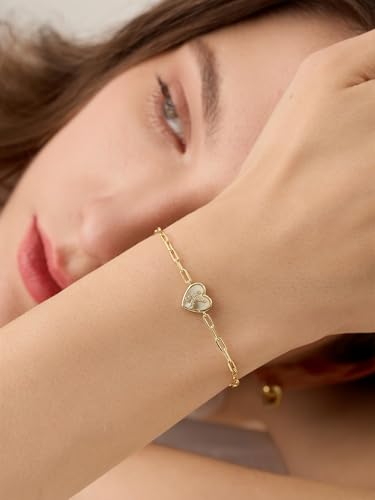 Gold Initial Bracelet For Women, 14k Gold Letter Bracelets | Adjustable Stacking Bracelets Jewelry Gift For Women, Valentines Mother Christmas Jewelry for Women Her 6.5-8 Inch - color: M