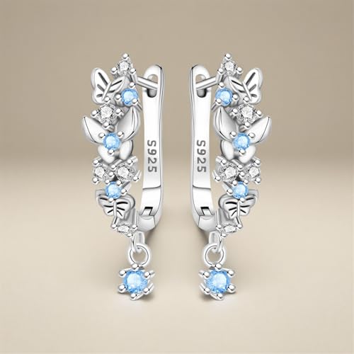 925 Sterling Silver Hoop Earrings Drop Dangle Earrings for Women Hypoallergenic Earring Trendy Huggie Earring Cute Graduation Birthday Gifts Jewelry for Women - color: Butterfly in Flight earrings
