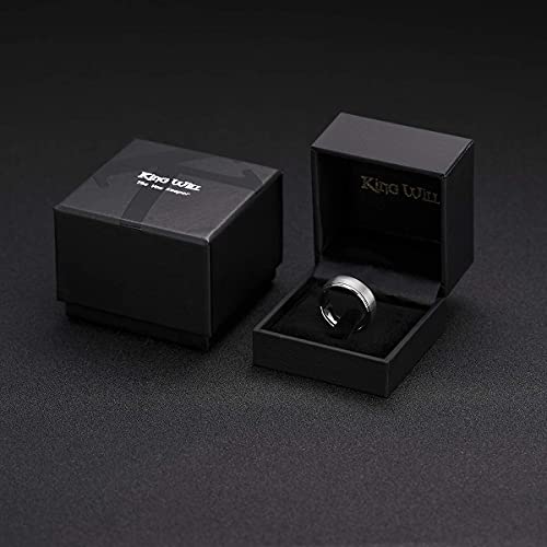 King Will Classic Tungsten Wedding Band for Men, 6/7/8/9/10mm Widths, Polished Finish Step Edge Matte Rings Comfort Fit - color: A-silver 7mm