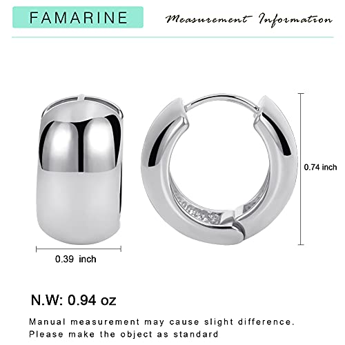 FAMARINE Chunky Thick Hoop Earrings for Women Gold Hoops Huggie Earrings for Men Gift - color: 0.8" Hoop Silver