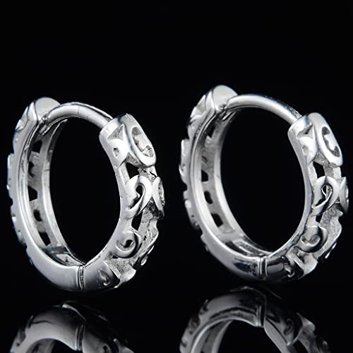 Stainless Steel Knotted Flower Floral Pattern Huggie Cuff Hoop Earrings