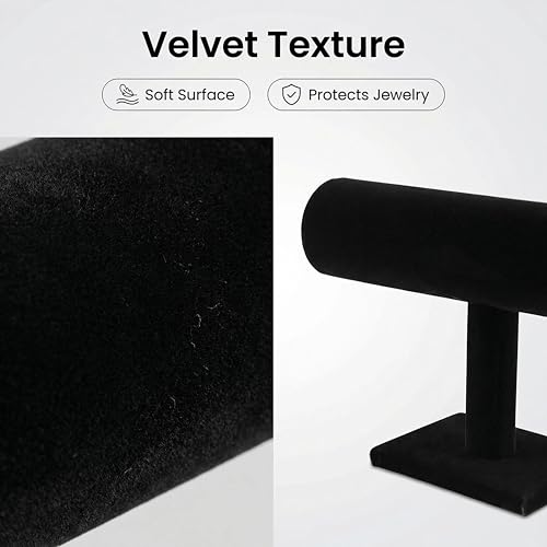 Comelyjewel 3pcs Jewelry Display Set – Velvet Necklace Stand & Bracelet Holder, Tangle-Free Jewelry Organizer for Home & Craft Show Display, Black Necklace Holder Stand for Vendors & Vanity