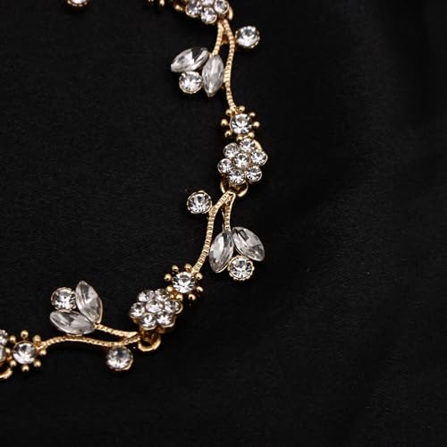 Elegant Brides Austrian Crystal Flower Choker Necklace Drop Dangle Earring Bracelet Wedding Jewelry Set for Bridesmaid Prom Costume Jewelry Set for Women - color: White-Gold Plated