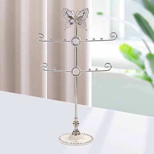 Butterfly Jewelry Display Necklace Earring Organizer Holder Stand Bracelet Rings Rack Tower Decoration Tabletop Countertop for Women Girl Mother's Day Gifts