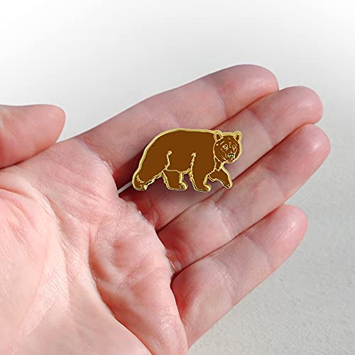 PinMart Wild Animal Enamel Lapel Pin - color: Brown Grizzly Bear Gold Plated, size: 5 Pack