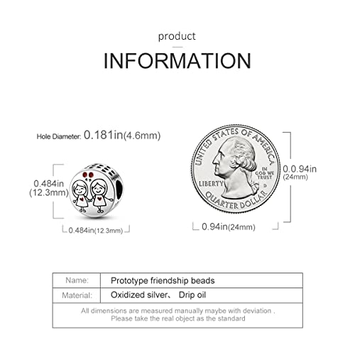 MULA 925 Sterling Silver Charms for Bracelets and Necklace Family Pendants | Airplane Travel Dangle Beads Family Tree Jewelry Charms for Women - color: Friendship Forever Charm