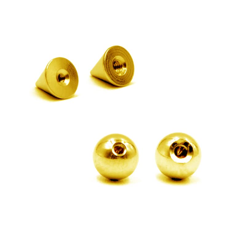 COLORFUL BLING Fake Eyebrow Nose Lip Ring Labret Studs Stainless Steel Replacement Balls Spike with 20pcs Sticker Non-Piercing Body Jewelry Fake Skin Sticker Piercing - color: 3mm gold