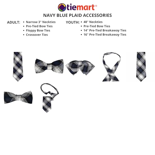 tiemart Crossover Tie - color: Navy Blue Plaid